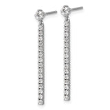 Sterling Silver Dangle Earrings with Cubic Zirconia Vertical Bar Design for Women