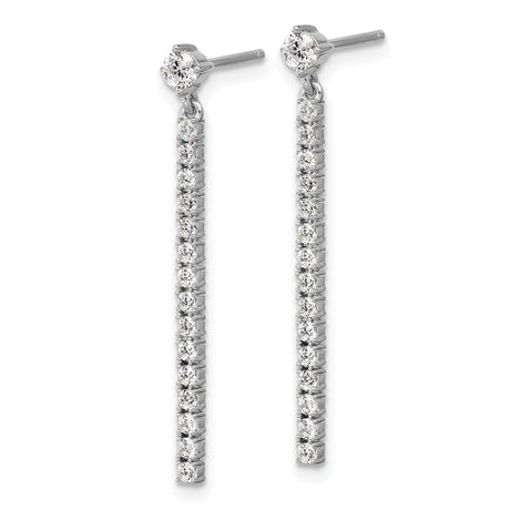 Sterling Silver Dangle Earrings with Cubic Zirconia Vertical Bar Design for Women