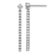 Sterling Silver Dangle Earrings with Cubic Zirconia Vertical Bar Design for Women