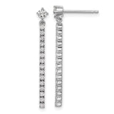 Sterling Silver Dangle Earrings with Cubic Zirconia Vertical Bar Design for Women