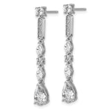 Sterling Silver Dangle Drop Earrings with Cubic Zirconia in Marquise, Round, and Teardrop Cuts