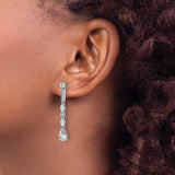 Sterling Silver Dangle Drop Earrings with Cubic Zirconia in Marquise, Round, and Teardrop Cuts