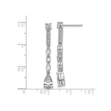 Sterling Silver Dangle Drop Earrings with Cubic Zirconia in Marquise, Round, and Teardrop Cuts