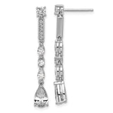 Sterling Silver Dangle Drop Earrings with Cubic Zirconia in Marquise, Round, and Teardrop Cuts