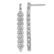 Sterling Silver Drop Earrings with Cascading Cubic Zirconia in Diamond Pattern
