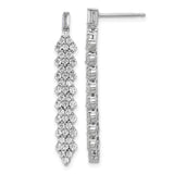 Sterling Silver Drop Earrings with Cascading Cubic Zirconia in Diamond Pattern