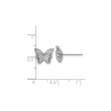 Sterling Silver Butterfly Stud Earrings with Cubic Zirconia Accents
