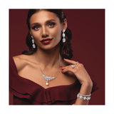 Sterling Silver Drop Earrings with Cubic Zirconia, Halo Setting, Vintage Tiered Dangle Design