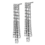 Sterling Silver Drop Earrings with Baguette and Round Cubic Zirconia, Chandelier Dangle Style