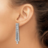 Sterling Silver Drop Earrings with Baguette and Round Cubic Zirconia, Chandelier Dangle Style