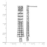 Sterling Silver Drop Earrings with Baguette and Round Cubic Zirconia, Chandelier Dangle Style