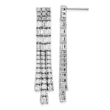 Sterling Silver Drop Earrings with Baguette and Round Cubic Zirconia, Chandelier Dangle Style