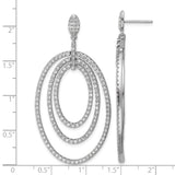 Sterling Silver Dangle Earrings with Cubic Zirconia, Graduated Oval Hoop Drop Design for Women