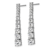 Sterling Silver Drop Earrings with Graduated Cubic Zirconia, Long Dangle Prong-Set Design