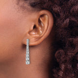 Sterling Silver Drop Earrings with Graduated Cubic Zirconia, Long Dangle Prong-Set Design