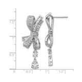 Sterling Silver Dangle Earrings with Cubic Zirconia, Bow and Teardrop Accent Design