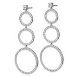 Sterling Silver Dangle Earrings with Cubic Zirconia, Graduated Open Circle Hoops, Modern Drop Style