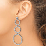Sterling Silver Dangle Earrings with Cubic Zirconia, Graduated Open Circle Hoops, Modern Drop Style