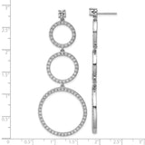 Sterling Silver Dangle Earrings with Cubic Zirconia, Graduated Open Circle Hoops, Modern Drop Style