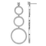 Sterling Silver Dangle Earrings with Cubic Zirconia, Graduated Open Circle Hoops, Modern Drop Style