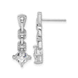 Sterling Silver Drop Dangle Earrings with Square Cut Cubic Zirconia, Chain Link Design