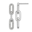 Sterling Silver Dangle Earrings with Cubic Zirconia, Triple Oval Link Chain Design
