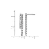 Sterling Silver Drop Earrings with Cubic Zirconia, Two Row Vertical Bar Design