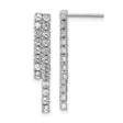 Sterling Silver Drop Earrings with Cubic Zirconia, Two Row Vertical Bar Design