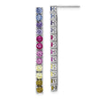 Sterling Silver Dangle Earrings with Rainbow Gradient Cubic Zirconia, Vertical Bar Design