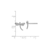 Sterling Silver Dragonfly Stud Earrings with Cubic Zirconia, Rhodium Plated Insect Design