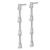 Sterling Silver Linear Drop Earrings with Cubic Zirconia, Geometric Tapered Baguette Design