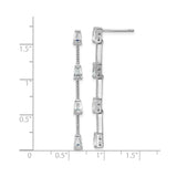Sterling Silver Linear Drop Earrings with Cubic Zirconia, Geometric Tapered Baguette Design