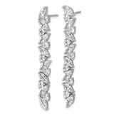 Sterling Silver Drop Earrings with Cubic Zirconia in Leaf-Inspired Design