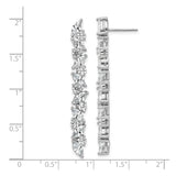 Sterling Silver Drop Earrings with Cubic Zirconia in Leaf-Inspired Design