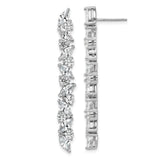 Sterling Silver Drop Earrings with Cubic Zirconia in Leaf-Inspired Design