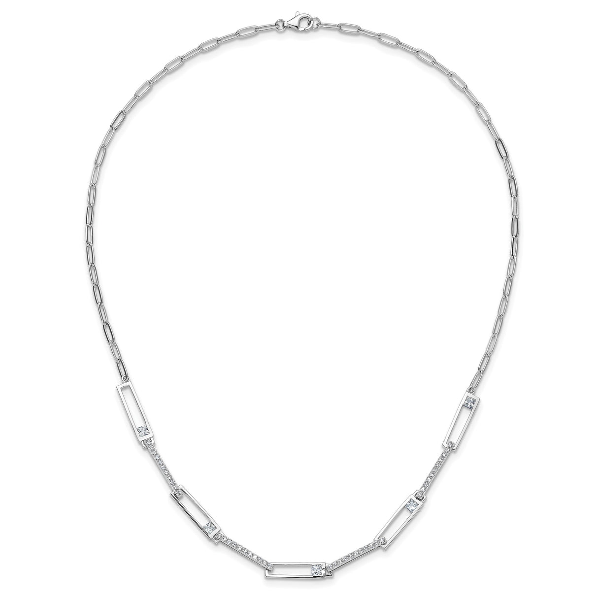 925 White Gold 2.8 mm Paperclip Chain Necklace, Polished alternate angle