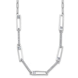 925 White Gold 2.8 mm Paperclip Chain Necklace, Polished detail view