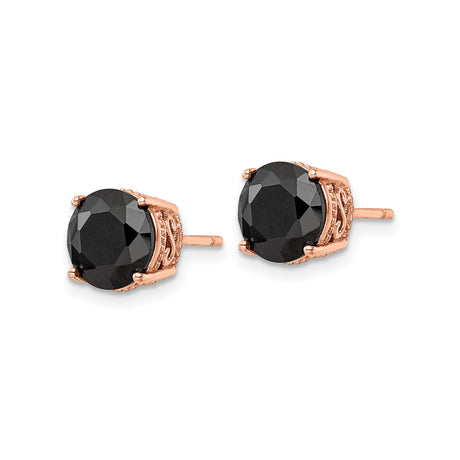 Sterling Silver Stud Earrings with Black Onyx and Cubic Zirconia, Vintage Filigree Design