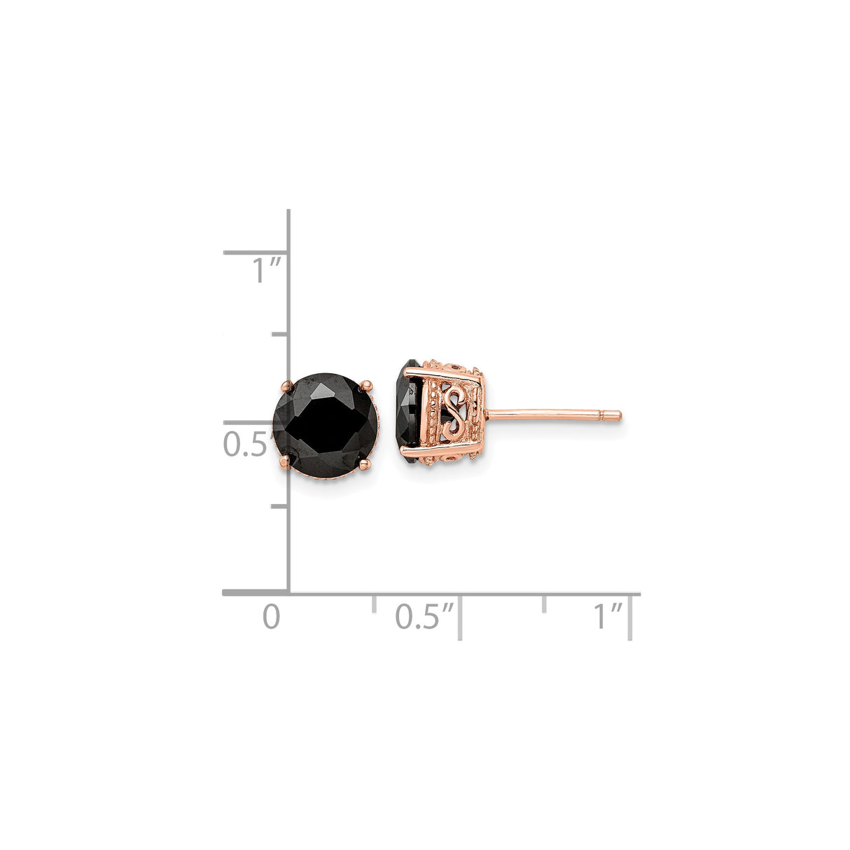 Sterling Silver Stud Earrings with Black Onyx and Cubic Zirconia, Vintage Filigree Design