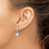 Sterling Silver Drop Earrings with Round Cut Cubic Zirconia and Pavé Accent Design