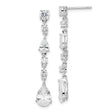 Sterling Silver Drop Earrings with Cascading Cubic Zirconia Baguette, Round, and Pear Stones