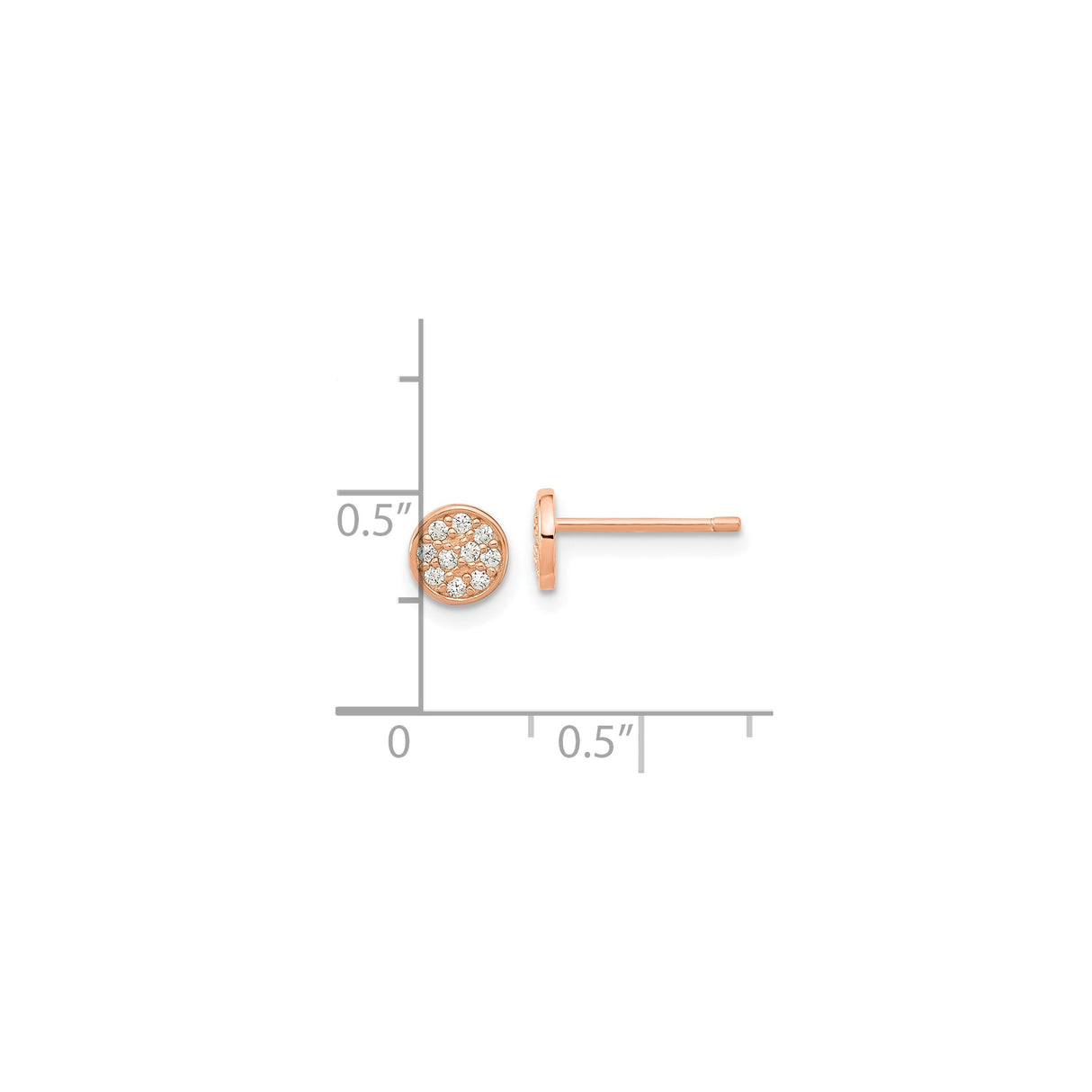 Sterling Silver Rose Gold Plated Stud Earrings with Cubic Zirconia Cluster Design