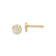 Sterling Silver Pavé Stud Earrings with Round Cubic Zirconia Cluster Floral Design