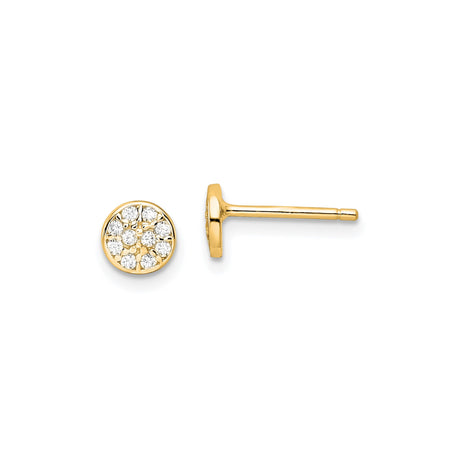 Sterling Silver Pavé Stud Earrings with Round Cubic Zirconia Cluster Floral Design