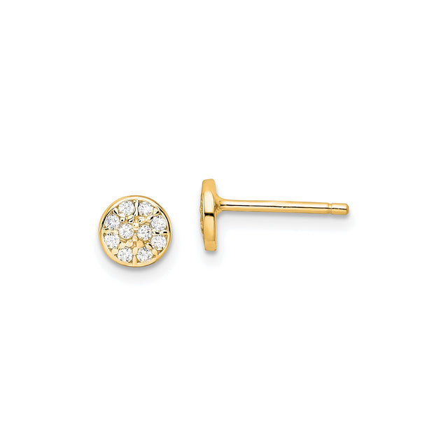 Sterling Silver Pavé Stud Earrings with Round Cubic Zirconia Cluster Floral Design