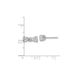 Sterling Silver Bow Stud Earrings with Clear Cubic Zirconia, Petite Rhodium Plated Design for Women
