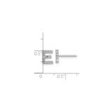 Sterling Silver E Initial Stud Earring Rhodium Plated CZ