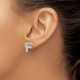 Sterling Silver Letter F Stud Earrings with Cubic Zirconia, Rhodium Plated Initial Design