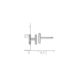 Sterling Silver Letter H Stud Earrings with Cubic Zirconia, Rhodium Plated Initial Design