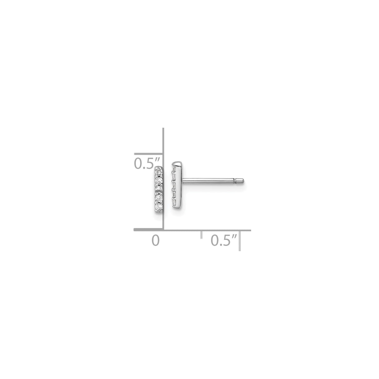 Sterling Silver Bar Stud Earrings with Cubic Zirconia, Vertical Minimalist Design